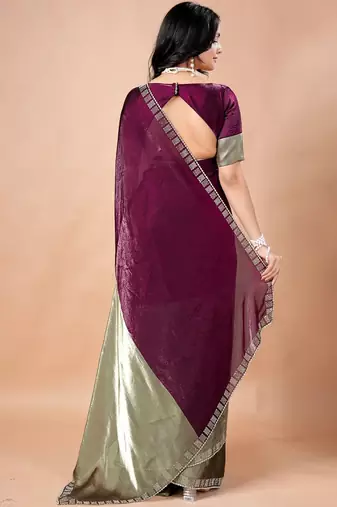 Purple women ethnic motifs woven design saree