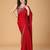 Red stonework embellished beads border satin saree with unstitched blouse