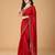 Red stonework embellished beads border satin saree with unstitched blouse