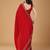 Red stonework embellished beads border satin saree with unstitched blouse