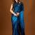 Blue floral organza saree