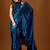 Blue floral organza saree