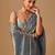 Blue embellished beads and stones organza heavy work saree