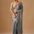 Blue embellished beads and stones organza heavy work saree