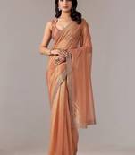 Copper embellished zari tissue heavy work saree