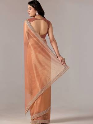 Copper embellished zari tissue heavy work saree 5