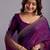 Purple woven design beads and stones organza heavy work saree