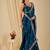 Teal floral sequinned organza saree
