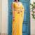 Yellow floral beads and stones tissue saree