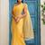Yellow floral beads and stones tissue saree