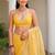 Yellow floral beads and stones tissue saree