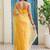 Yellow floral beads and stones tissue saree