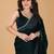 Green stonework embellished beads border saree with unstitched blouse
