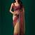 Maroon floral beads and stones tissue saree