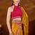Yellow bandhani beads and stones organza saree