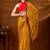 Yellow bandhani beads and stones organza saree
