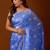 Blue women ethnic motifs woven design saree