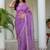 Purple floral beads and stones tissue saree