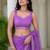 Purple floral beads and stones tissue saree