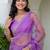 Purple floral beads and stones tissue saree