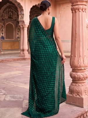 Green polka dot beads and stones organza designer saree 3