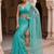 Blue women flora blue embroidered poly chiffon saree