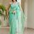 Sea green floral sequinned tissue saree