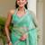Sea green floral sequinned tissue saree