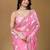 Pink sequinned organza heavy work saree