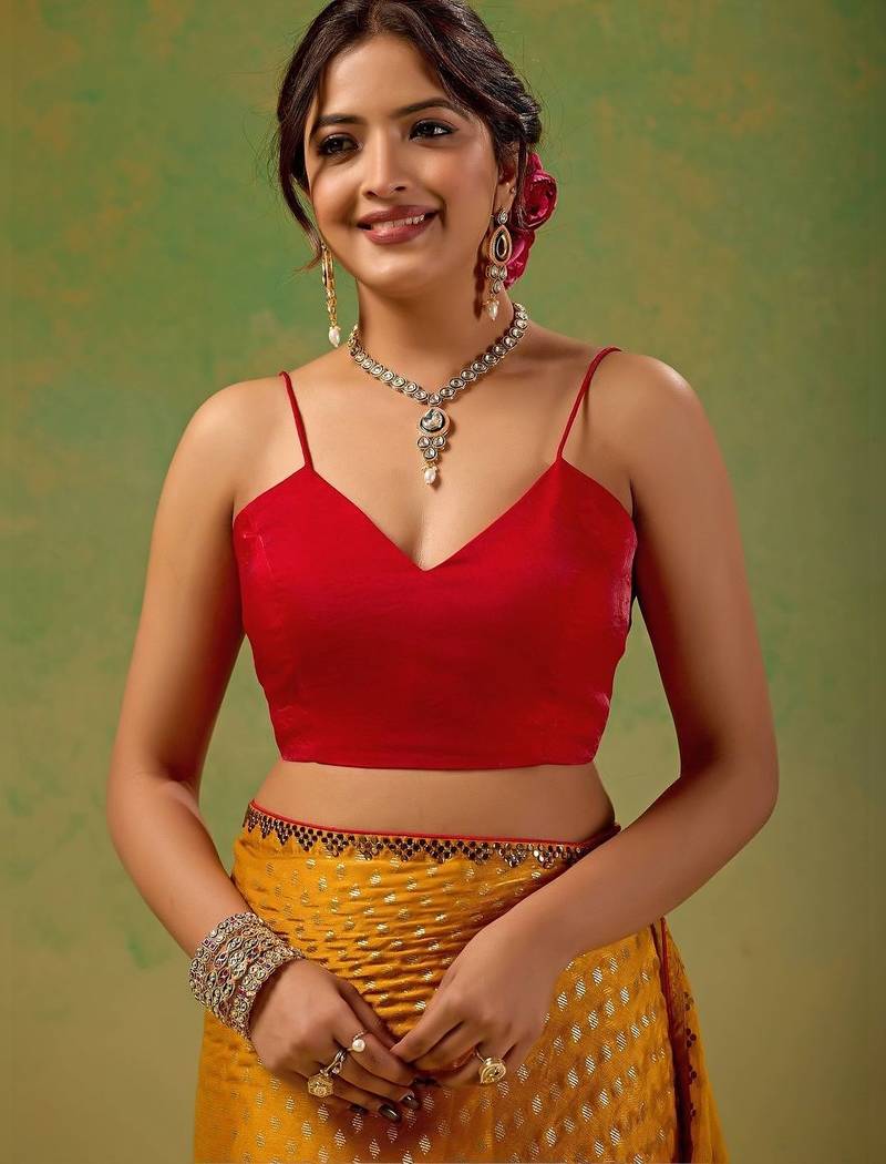 Mustard embellished zari tissue saree