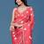 Red beads and stones organza saree