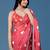 Red beads and stones organza saree