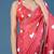 Red beads and stones organza saree