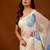 Blue beads and stones organza designer saree