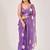 Purple floral beads and stones poly chiffon saree