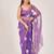 Purple floral beads and stones poly chiffon saree