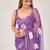 Purple floral beads and stones poly chiffon saree