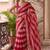 Red striped beads and stones organza saree