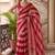 Red striped beads and stones organza saree