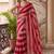 Red striped beads and stones organza saree