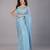 Blue stonework embellished beads border tissue saree with unstitched blouse