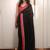 Black ethnic motifs embroidered satin saree