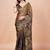 Brown women ethnic motifs woven design saree