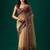 Brown floral embroidered tissue saree