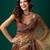 Brown floral embroidered tissue saree