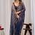 Navy blue floral beads and stones organza saree