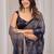 Navy blue floral beads and stones organza saree