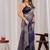 Navy blue floral beads and stones organza saree