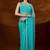 Turquoise floral embroidered  chiffon saree