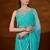 Turquoise floral embroidered  chiffon saree